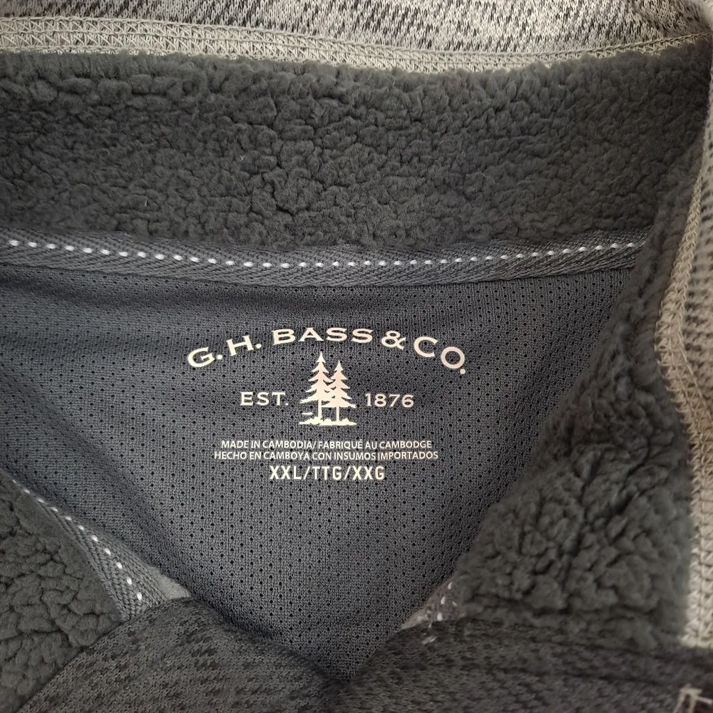 G.H. BASS Men's Sherpa Fleece Button Mock Sweater Moonstruck Heather Gray - 2X - Picture 8 of 10